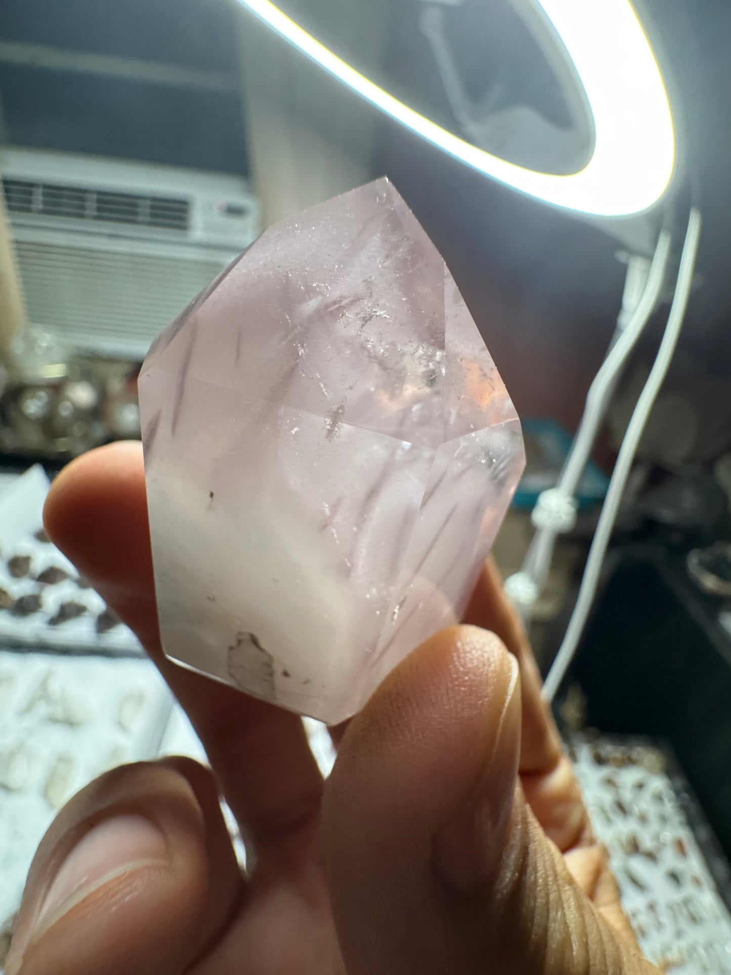 AAA+ Unique Pink Lithium And White Amphibole Quartz Formation