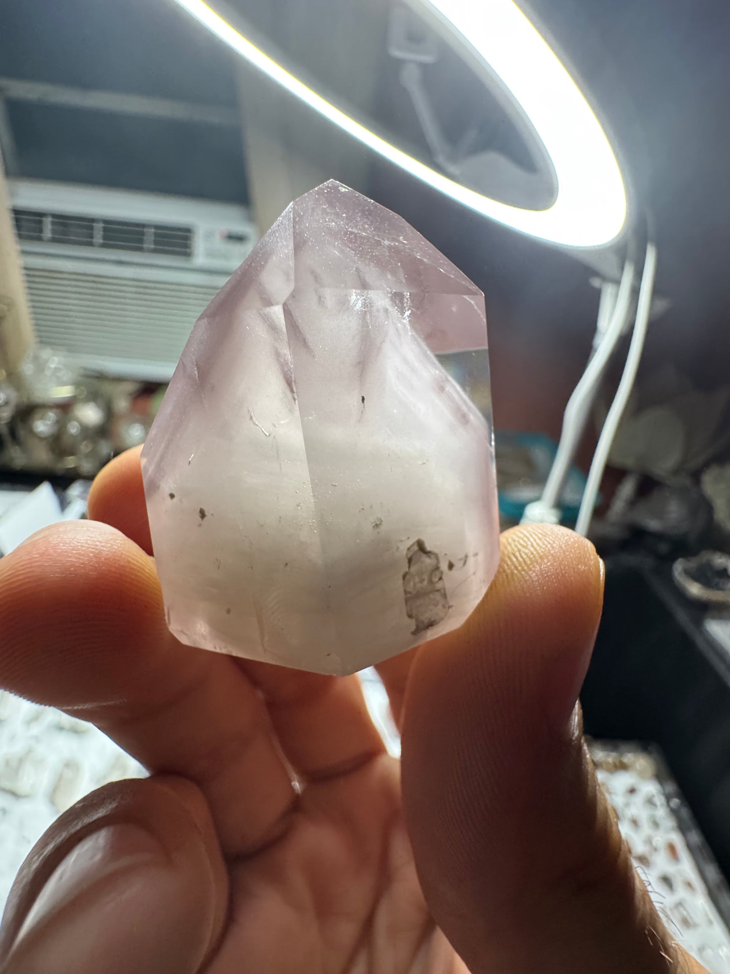 AAA+ Unique Pink Lithium And White Amphibole Quartz Formation