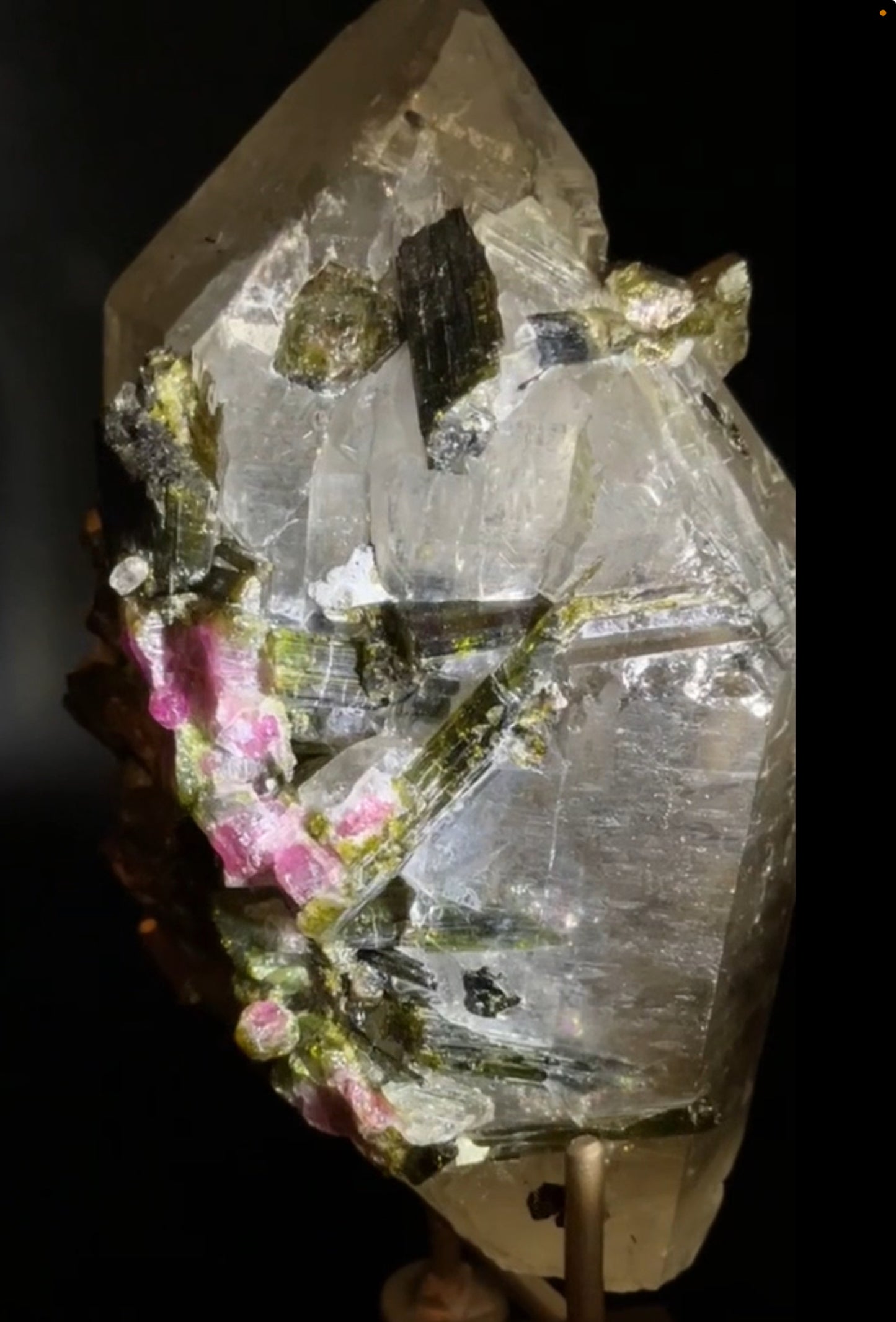 Natural Smoky Elestial With High Quality Vibrant Watermelon Tourmaline Collectors Piece