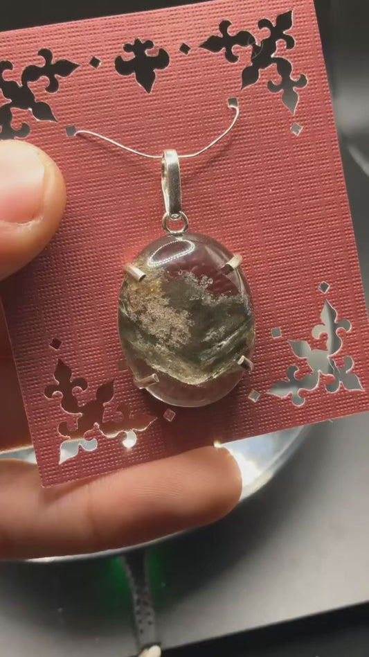 AAA Brown Garden Phantom 950 Silver Pendant