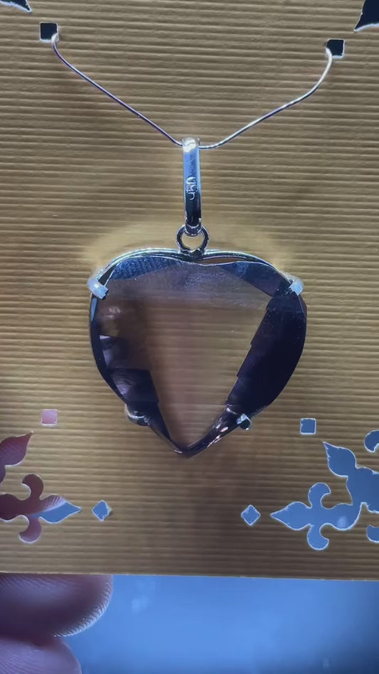AAA Amethyst Faceted Heart 950 Silver Pendant