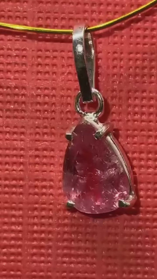Pink Tourmaline Gemstone 950 Silver Pendant