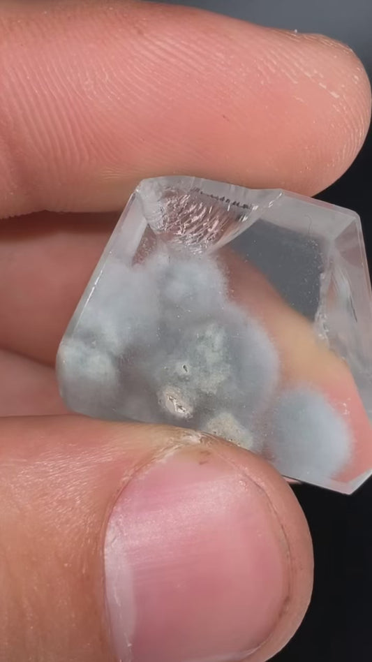 AAA Blue Cotton Ball Amphibole In Quartz