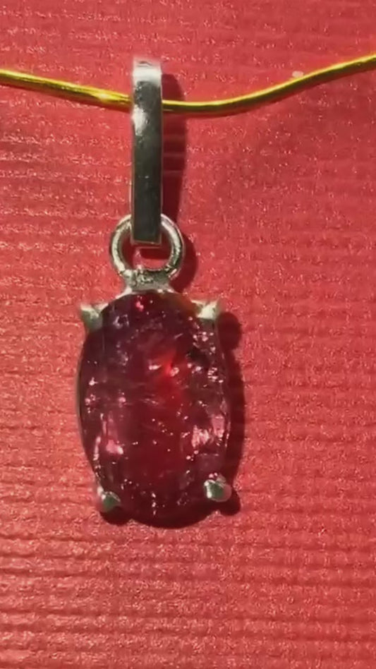 Rubellite Tourmaline Gemstone 950 Silver Pendant