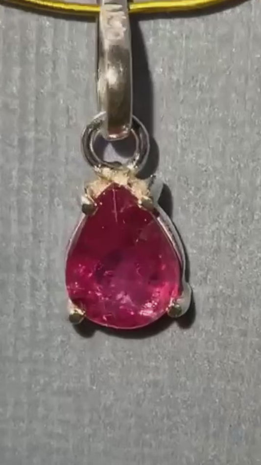 Rubellite Tourmaline Gemstone 950 Silver Pendant