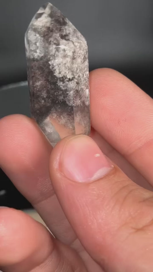 AAA Black Phantom Lemurian With Lodalite Double Terminated Point