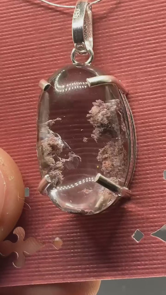 AAA Garden Quartz With Rainbows 950 Silver Pendant