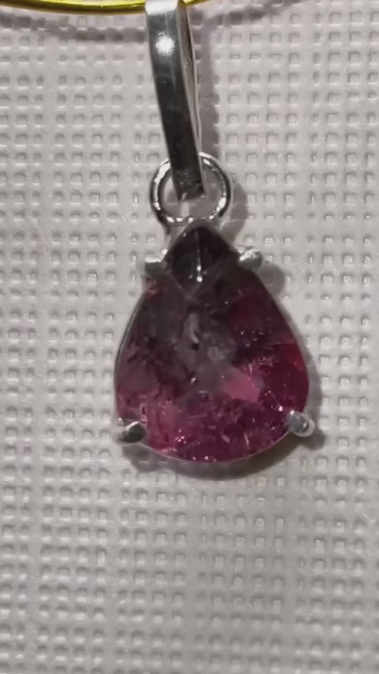 BiColored Pink And Blue/Green Tourmaline Gemstone 950 Silver Pendant