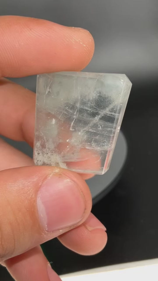 Blue Cotton Ball Amphibole In Quartz With Phantom Layers