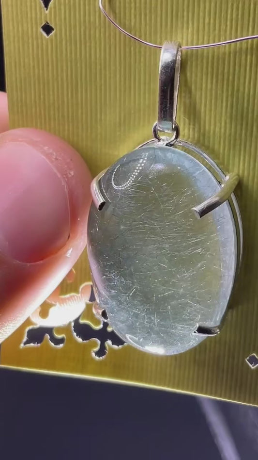 AAA Colorful Rutilated Quartz 950 Silver Pendant