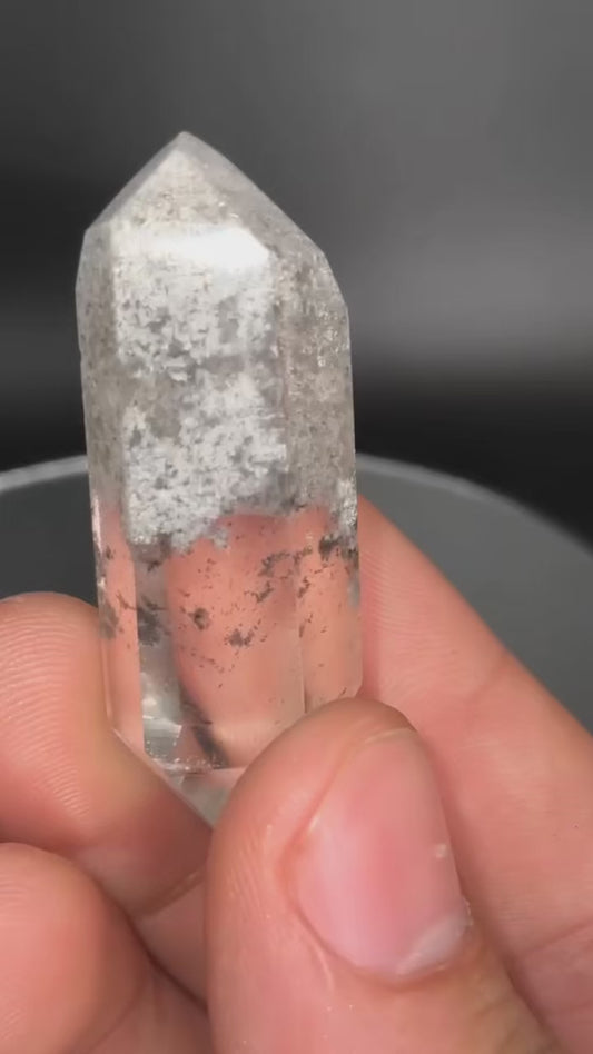 AAA Black Phantom Lemurian With Lodalite Double Terminated Point