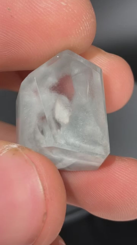 AAA Blue Cotton Ball amphibole In Quartz