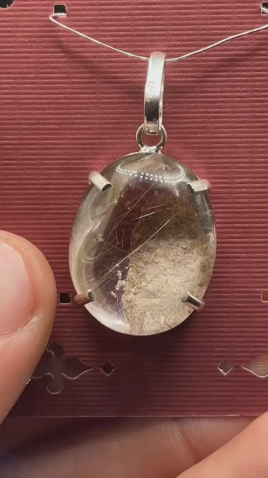 AAA Garden Rutiliated Quartz 950 Silver Pendant