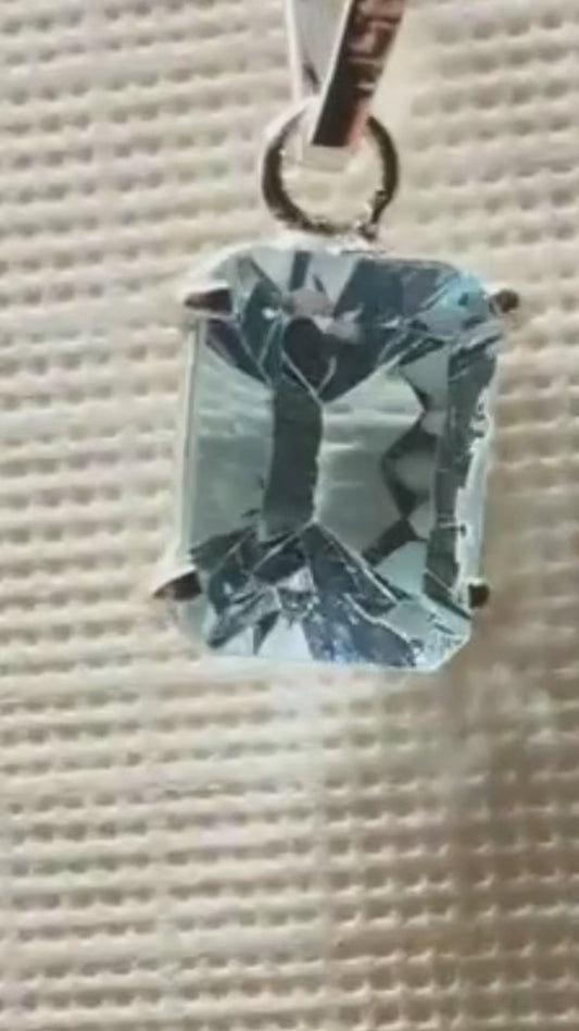 Blue Topaz Gemstone 950 Silver Pendant