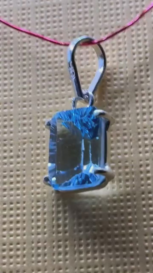 Blue Topaz Gemstone 950 Silver Pendant