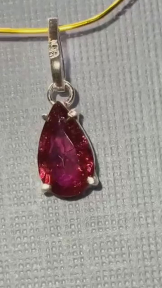 Rubellite Tourmaline Gemstone 950 Silver Pendant