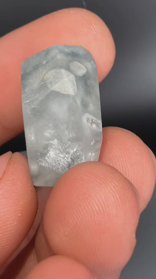 A Blue Cotton Ball Amphibole In Quartz