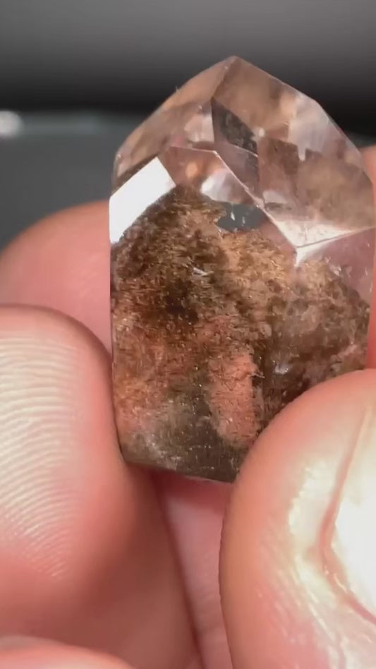 AAA Brown Chlorite Phantom With Lodalite & Rainbows