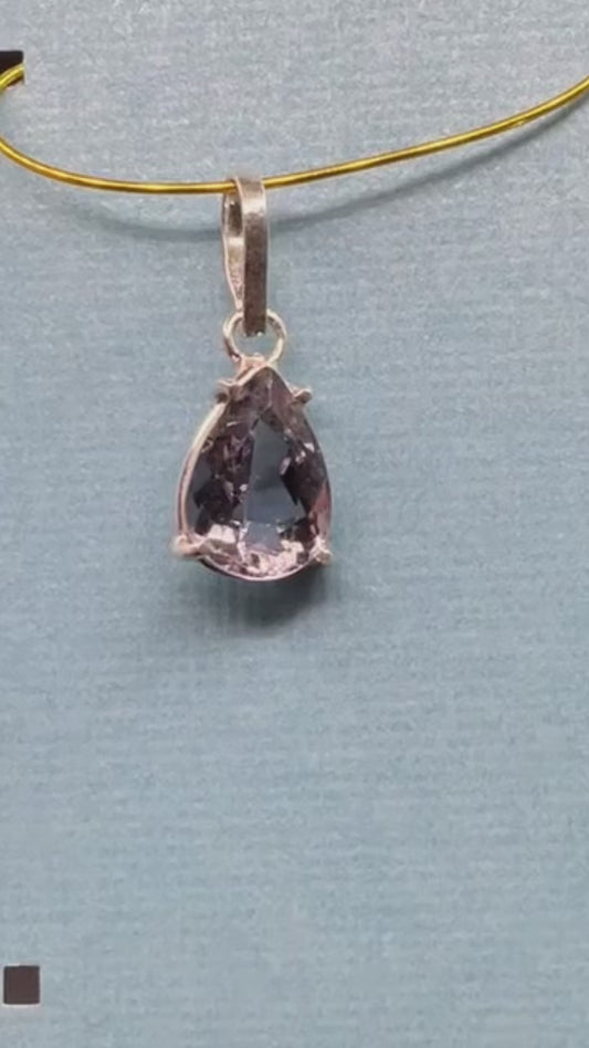 Blue Tourmaline Gemstone 950 Silver Pendant