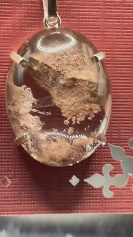 AAA Garden Quartz With Phantom 950 Silver Pendant