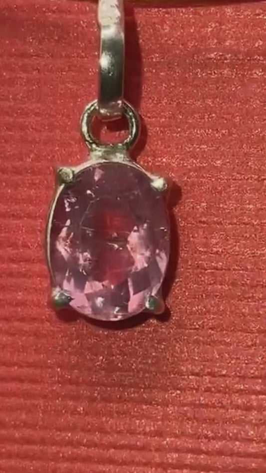 Pink Tourmaline Gemstone 950 Silver Pendant