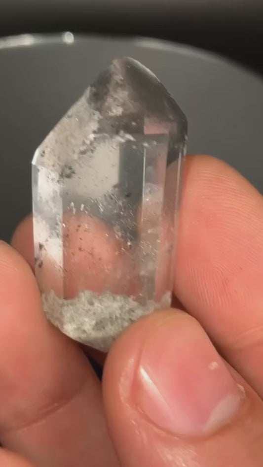 AAA Black Phantom Lemurian With Lodalite Double Terminated Point