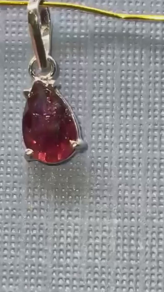 Rubellite Tourmaline Gemstone 950 Silver Pendant