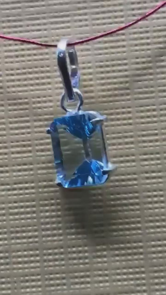 Blue Topaz Gemstone 950 Silver Pendant