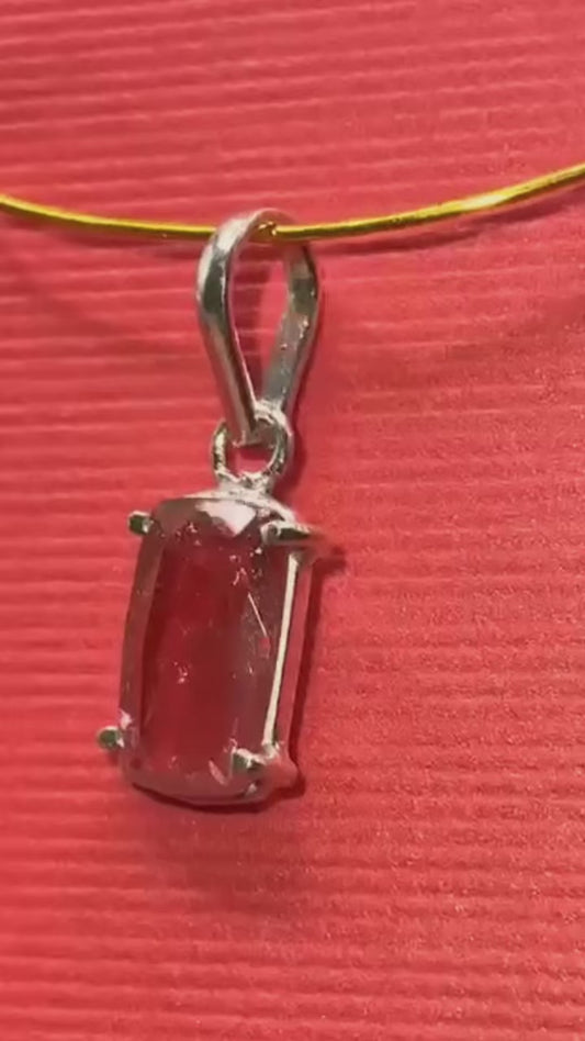 Pink Tourmaline Gemstone 950 Silver Pendant