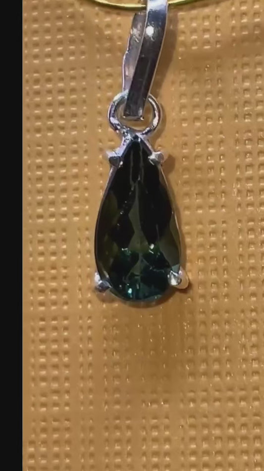 Blue And Green Tourmaline Gemstone 950 Silver Pendant