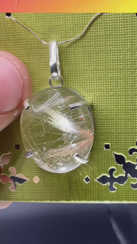AAA Rabbit Hair Rutile 950 Silver Pendant