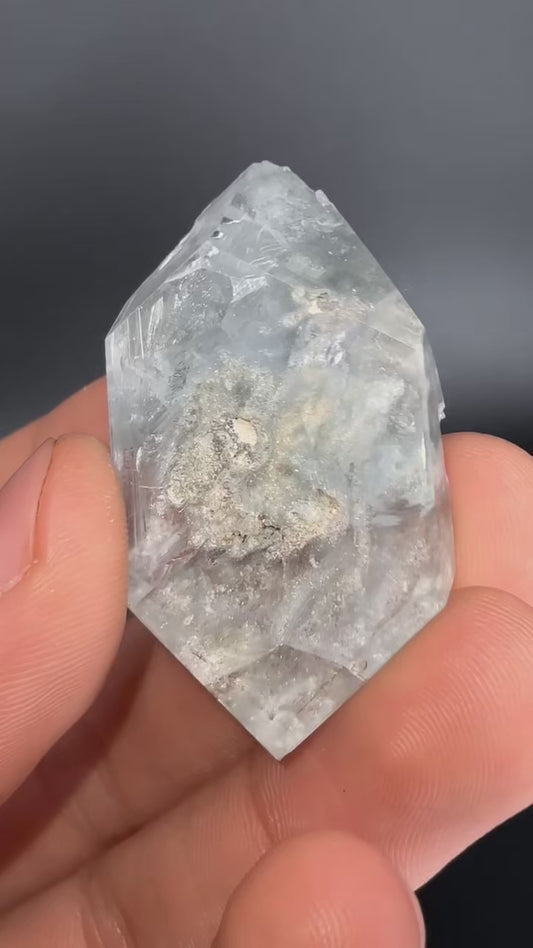 A Blue Cotton Amphibole In Quartz With Inner Child