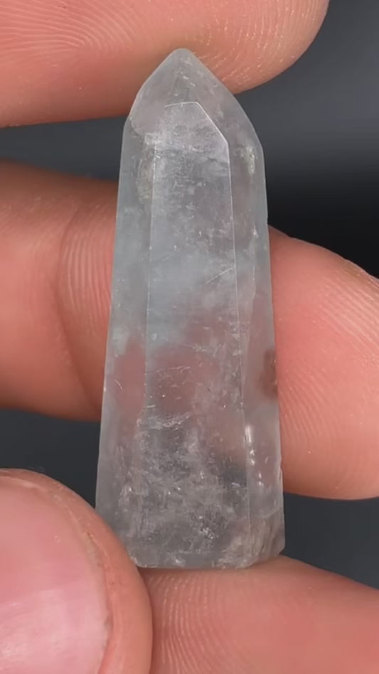 AA Blue Amphibole With Red Cotton Ball Amphibole