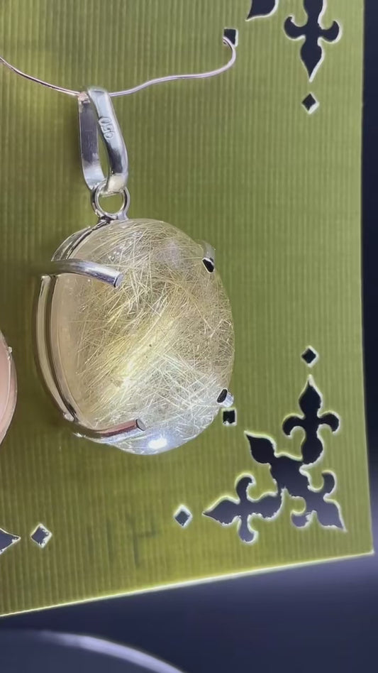 AAA Colorful Rutilated Quartz 950 Silver Pendant