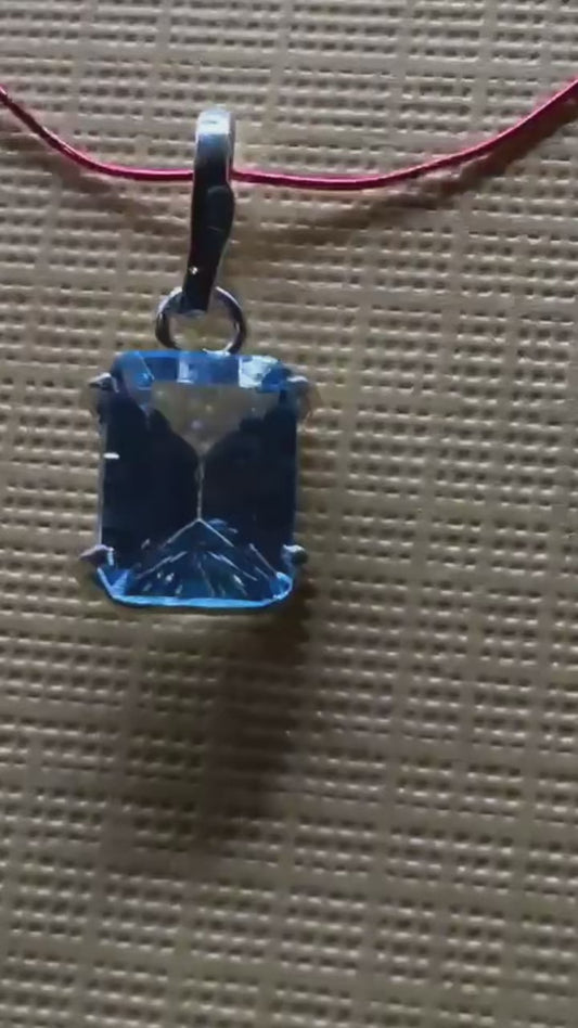 Blue Topaz Gemstone 950 Silver Pendant