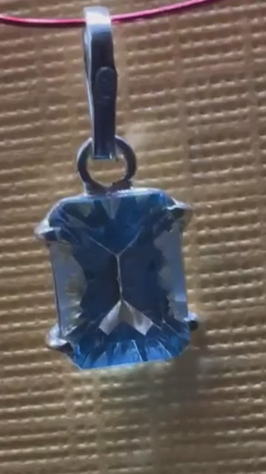Blue Topaz 950 Gemstone Silver Pendant