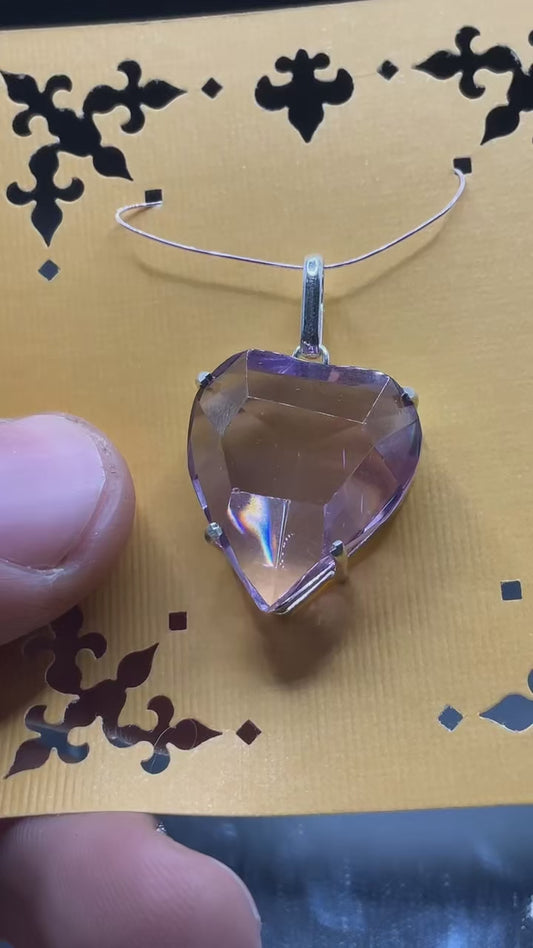 AAA Amethyst Faceted Heart 950 Silver Pendant