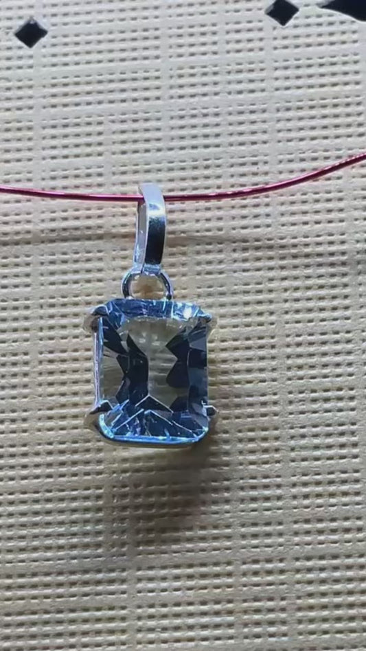 Blue Topaz Gemstone 950 Silver Pendant