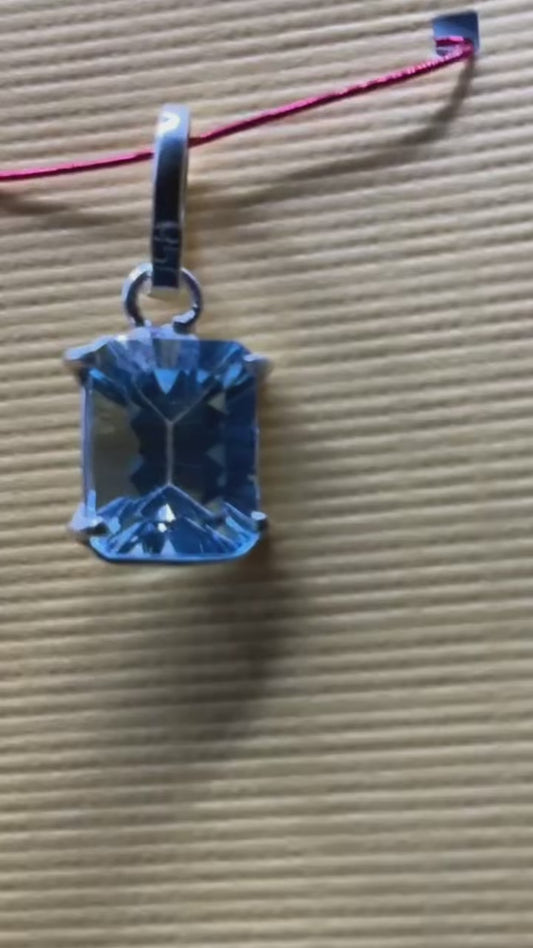 Blue Topaz Gemstone 950 Silver Pendant