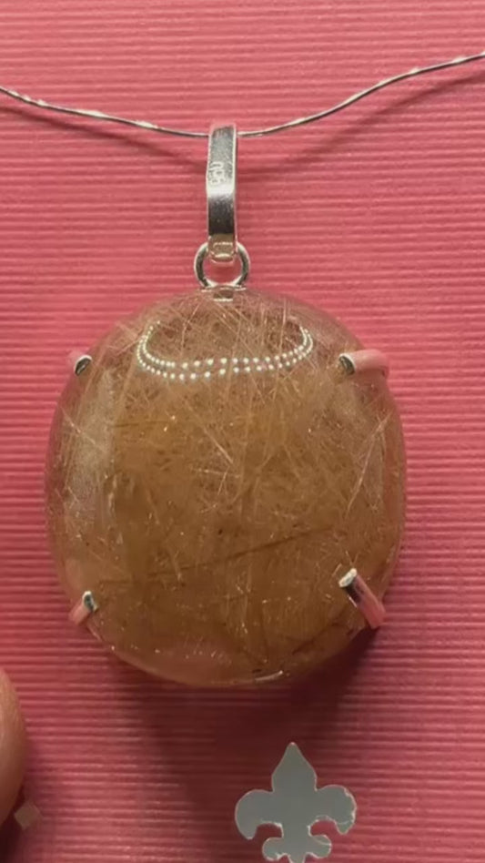 AAA Colorful Rutile 950 Silver Pendant